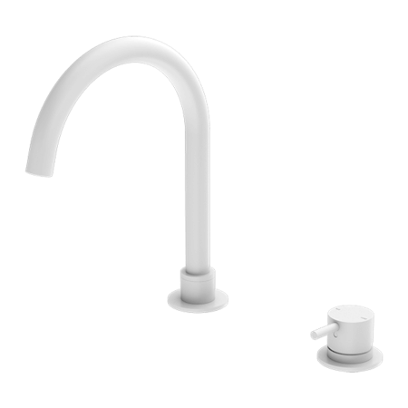 Tapware Nero Mecca Hob Basin Mixer Round Swivel Spout Colour: Matte White Place & Palette