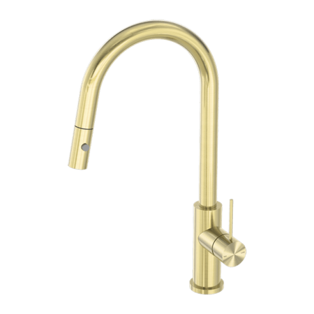 Tapware Nero Mecca Pull Out Sink Mixer With Vegie Spray Function Colour: Brushed Gold Place & Palette