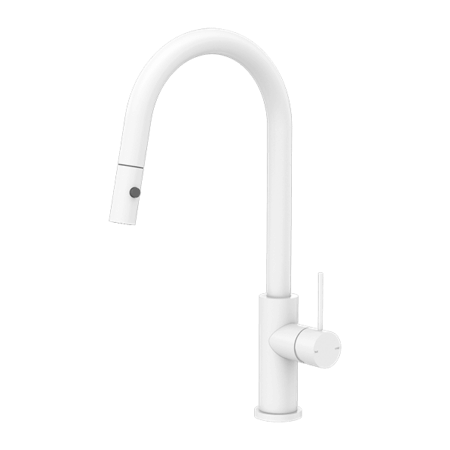 Tapware Nero Mecca Pull Out Sink Mixer With Vegie Spray Function Colour: Matte White Place & Palette