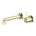 Tapware Nero Mecca Wall Basin/Bath Mixer Separate Back Plate Handle Up Colour: Brushed Gold Size: 120mm Place & Palette