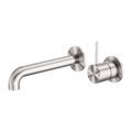 Tapware Nero Mecca Wall Basin/Bath Mixer Separate Back Plate Handle Up Colour: Brushed Nickel Size: 120mm Place & Palette