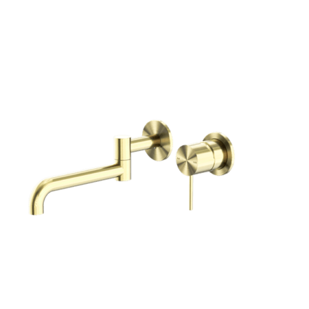 Tapware Nero Mecca Wall Basin/Bath Mixer Swivel Spout 225mm Colour: Brushed Gold Place & Palette