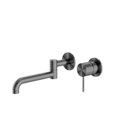 Tapware Nero Mecca Wall Basin/Bath Mixer Swivel Spout 225mm Colour: Gun Metal Place & Palette