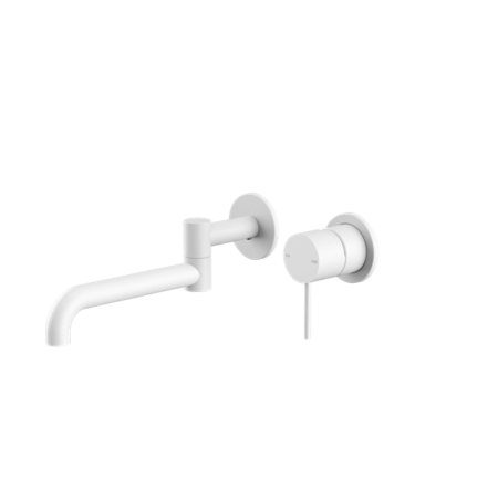 Tapware Nero Mecca Wall Basin/Bath Mixer Swivel Spout 225mm Colour: Matte White Place & Palette