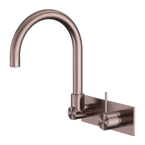 Tapware Nero Mecca Wall Basin/Bath Mixer Swivel Spout Handle Up Colour: Brushed Bronze Place & Palette