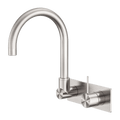 Tapware Nero Mecca Wall Basin/Bath Mixer Swivel Spout Handle Up Colour: Brushed Nickel Place & Palette