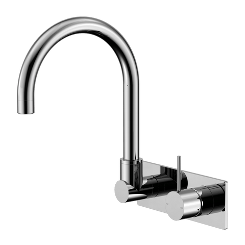 Tapware Nero Mecca Wall Basin/Bath Mixer Swivel Spout Handle Up Colour: Chrome Place & Palette