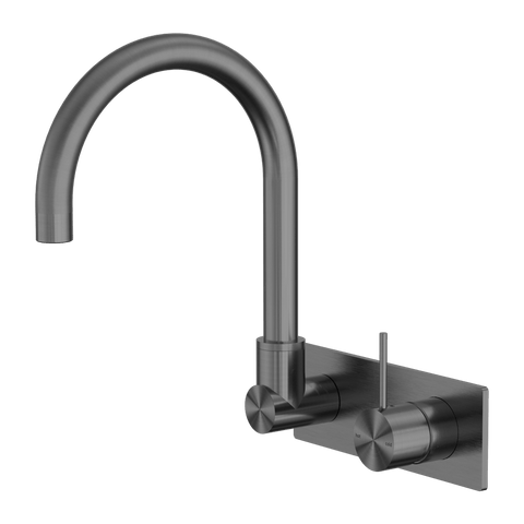 Tapware Nero Mecca Wall Basin/Bath Mixer Swivel Spout Handle Up Colour: Gun Metal Place & Palette