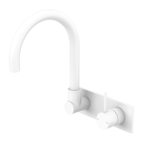 Tapware Nero Mecca Wall Basin/Bath Mixer Swivel Spout Handle Up Colour: Matte White Place & Palette