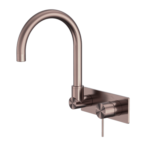 Tapware Nero Mecca Wall Basin/Bath Mixer Swivel Spout Colour: Brushed Bronze Place & Palette