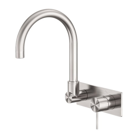 Tapware Nero Mecca Wall Basin/Bath Mixer Swivel Spout Colour: Brushed Nickel Place & Palette