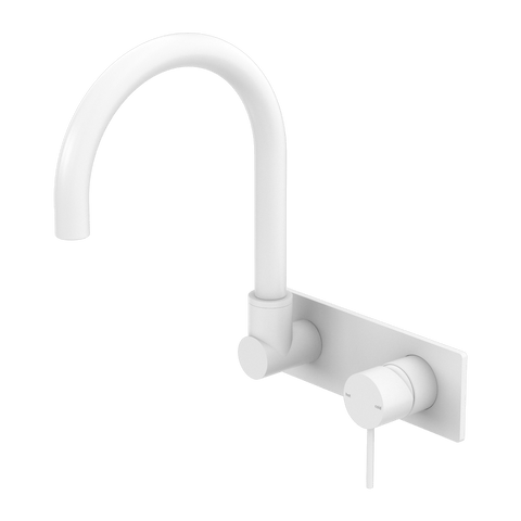 Tapware Nero Mecca Wall Basin/Bath Mixer Swivel Spout Colour: Matte White Place & Palette