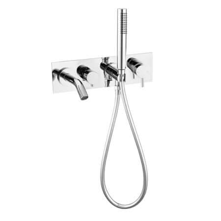 Showers Nero Mecca Wall Mount Bath Mixer With Hand Shower Colour: Chrome Place & Palette