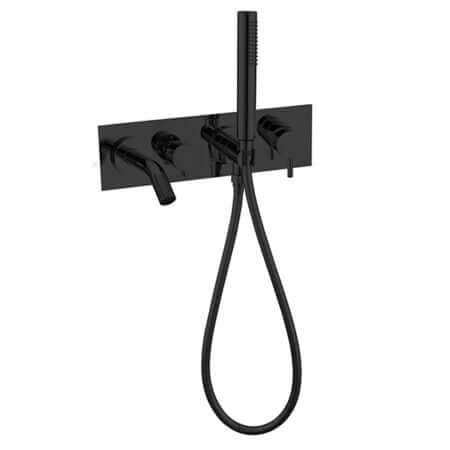 Showers Nero Mecca Wall Mount Bath Mixer With Hand Shower Colour: Matte Black Place & Palette