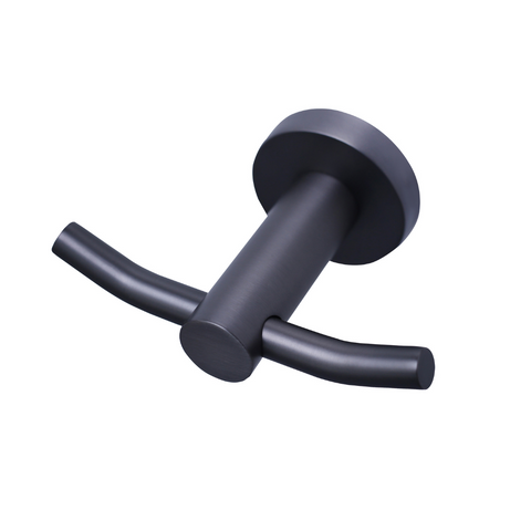 Mirage Robe Hook-Accessories-Modern National-Electroplated 
Gunmetal-Double-place-and-palette