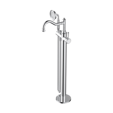 Tapware Modern National Montpellier Freestanding Bath Mixer Style: With Handshower Colour: Electroplated Chrome Place & Palette