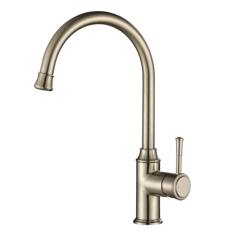 Tapware Modern National Montpellier Kitchen Mixer Shape: Gooseneck Colour: Pvd Brushed Nickel Place & Palette