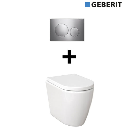 Narva Rimless Toilet - Floor Mounted Pan-Toilets-Turner Hastings-Inwall Cistern & ABS Button-Thin Seat-place-and-palette