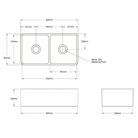 Basins Turner Hastings Novi Fireclay Double Butler Sink Colour: Gloss White Overflow: With Overflow Place & Palette