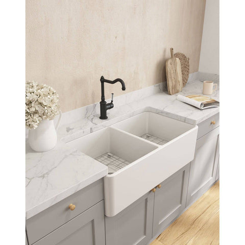 Basins Turner Hastings Novi Fireclay Double Butler Sink Colour: Gloss White Overflow: With Overflow Place & Palette