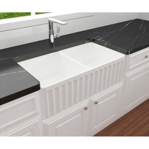 Basins Turner Hastings Novi Fireclay Double Butler Sink Colour: Gloss White Overflow: With Overflow Place & Palette