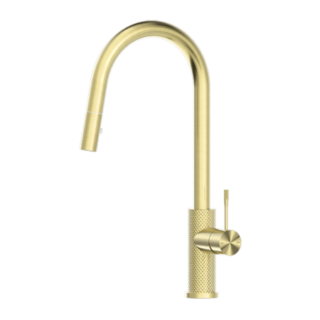 Tapware Nero Opal Pull Out Sink Mixer With Vegie Spray Function Colour: Brushed Gold Place & Palette