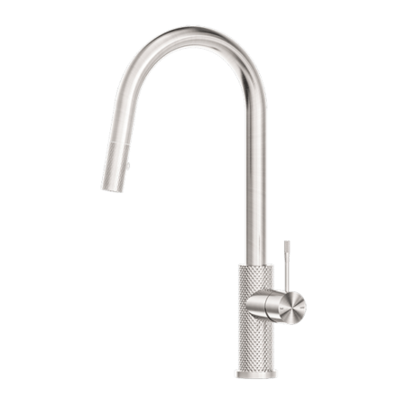 Tapware Nero Opal Pull Out Sink Mixer With Vegie Spray Function Colour: Brushed Nickel Place & Palette