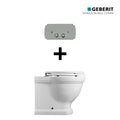 Package - Claremont Floor Mounted Pan Toilet with Seat & Pan + Geberit In-wall Cistern + Traditional Flush Plate-Toilets-Turner Hastings-place-and-palette