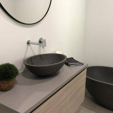 Basins Pietra Bianca Pearl Basin Colour: Malibu Solid Place & Palette