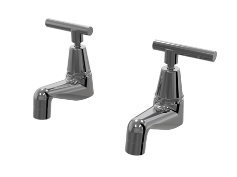 Tapware ParTaps Portsea Pillar Taps Pair Colour: Black Sapphire Style: Lever Ceramic Disc Place & Palette