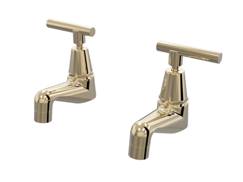 Tapware ParTaps Portsea Pillar Taps Pair Colour: Brass Gold Style: Lever Ceramic Disc Place & Palette