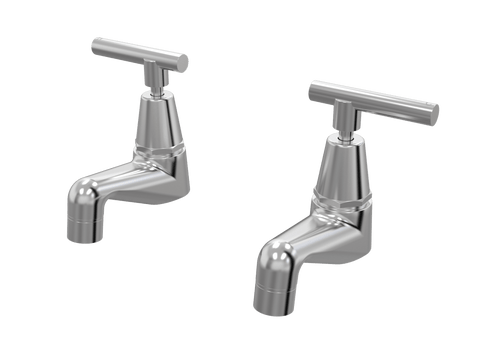 Tapware ParTaps Portsea Pillar Taps Pair Colour: Brushed Chrome Style: Lever Ceramic Disc Place & Palette