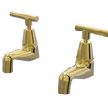 Tapware ParTaps Portsea Pillar Taps Pair Colour: Brushed Gold Style: Lever Ceramic Disc Place & Palette