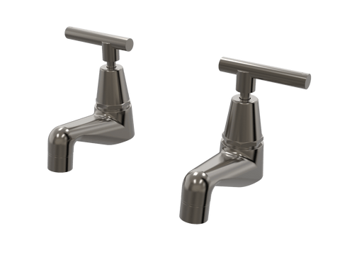 Tapware ParTaps Portsea Pillar Taps Pair Colour: Brushed Gunmetal Style: Lever Ceramic Disc Place & Palette