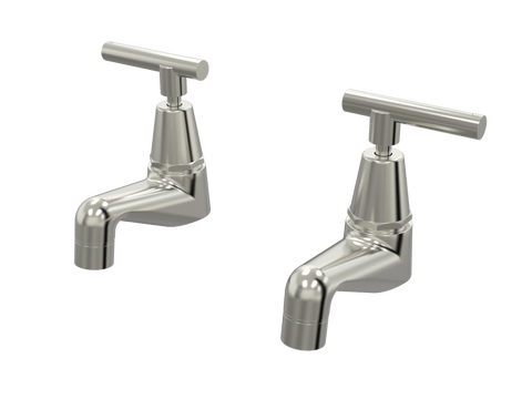 Tapware ParTaps Portsea Pillar Taps Pair Colour: Brushed Nickel Style: Lever Ceramic Disc Place & Palette