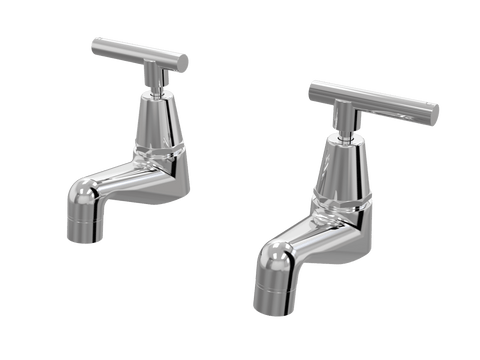 Tapware ParTaps Portsea Pillar Taps Pair Colour: Chrome Style: Lever Ceramic Disc Place & Palette