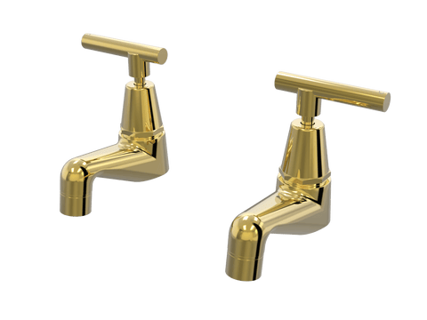 Tapware ParTaps Portsea Pillar Taps Pair Colour: Gold Style: Lever Ceramic Disc Place & Palette