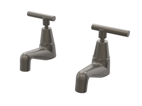 Tapware ParTaps Portsea Pillar Taps Pair Colour: Gunmetal Style: Lever Ceramic Disc Place & Palette