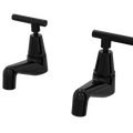 Tapware ParTaps Portsea Pillar Taps Pair Colour: Midnight Black Style: Lever Ceramic Disc Place & Palette