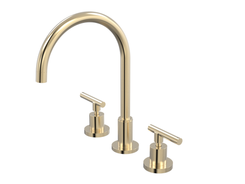 Tapware ParTaps Portsea Sink Set Hob Swivel Colour: Brushed Brass Gold Style: Lever Ceramic Disc Place & Palette