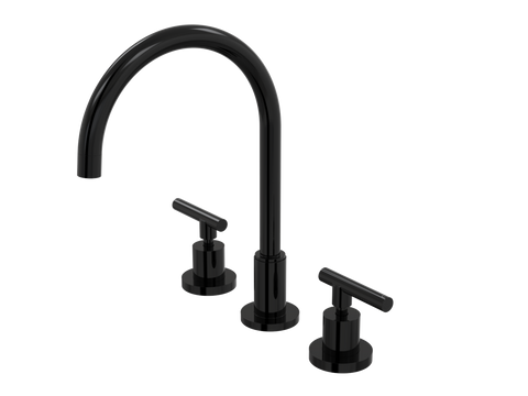 Tapware ParTaps Portsea Sink Set Hob Swivel Colour: Midnight Black Style: Lever Ceramic Disc Place & Palette