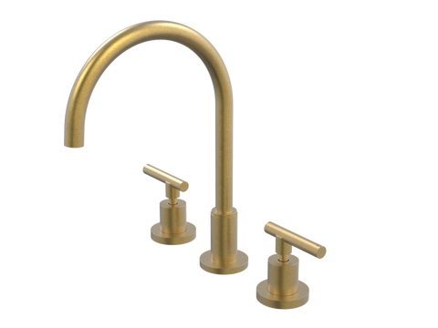 Tapware ParTaps Portsea Sink Set Hob Swivel Colour: Rumbled Brass Style: Lever Ceramic Disc Place & Palette