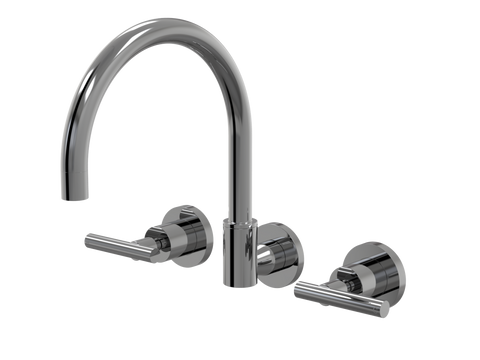 Tapware ParTaps Portsea Sink Set Wall Swivel Colour: Black Sapphire Style: Lever Ceramic Disc Place & Palette