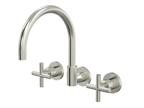 Tapware ParTaps Portsea Sink Set Wall Swivel Colour: Brushed Nickel Style: Original Place & Palette