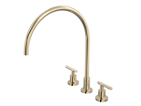 Tapware ParTaps Portsea Sink Set XL Hob Swivel Colour: Brass Gold Style: Lever Ceramic Disc Place & Palette