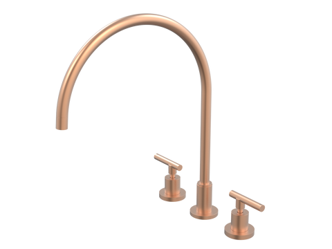 Tapware ParTaps Portsea Sink Set XL Hob Swivel Colour: Brushed Copper Style: Lever Ceramic Disc Place & Palette