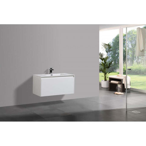 Vanities BelBagno Prado Vanity Finish: Gloss White Size: 750x480x450 Place & Palette