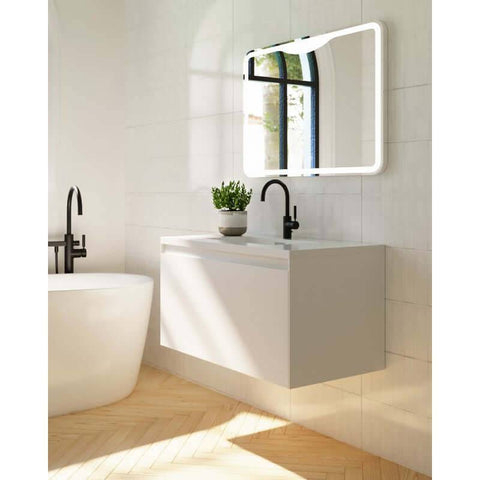 Vanities BelBagno Prado Vanity Finish: Gloss White Size: 750x480x450 Place & Palette