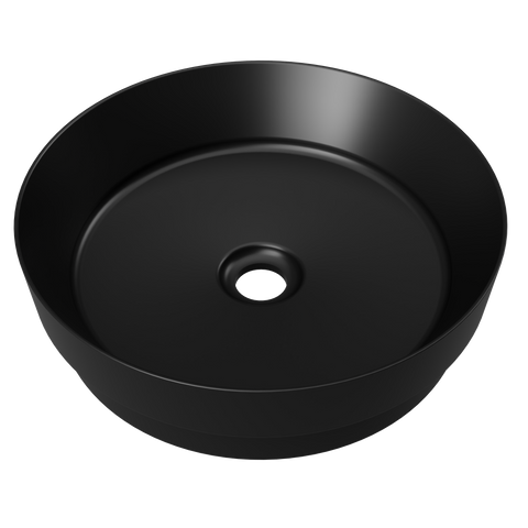 Radius Inset Ceramic Basin 400mm-Basins-Timberline-Black Matte-place-and-palette