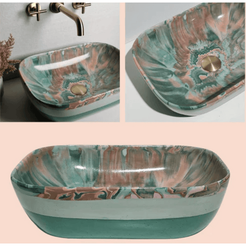 Basins Bramstone Reflect Basin Colour: Soft Seafoam - Pastel Mint Finish: Satin Place & Palette